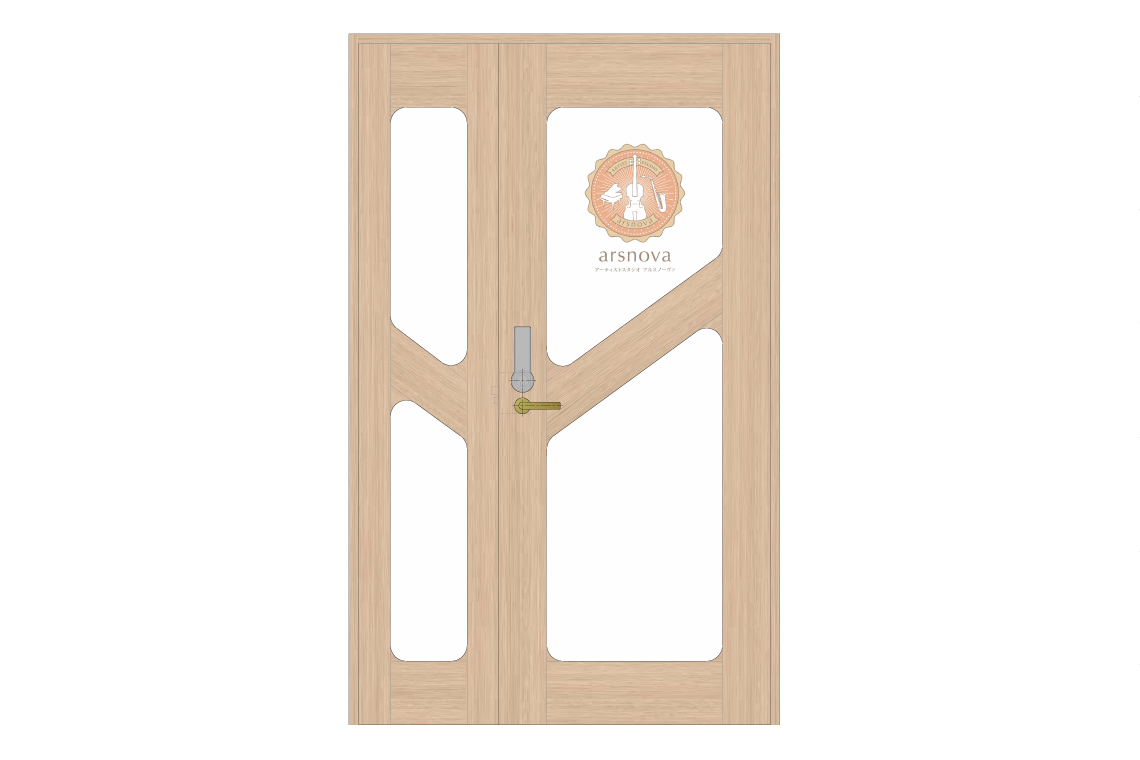 Music studio entrance is custom door designed by 24d-studio shows a door sketch 