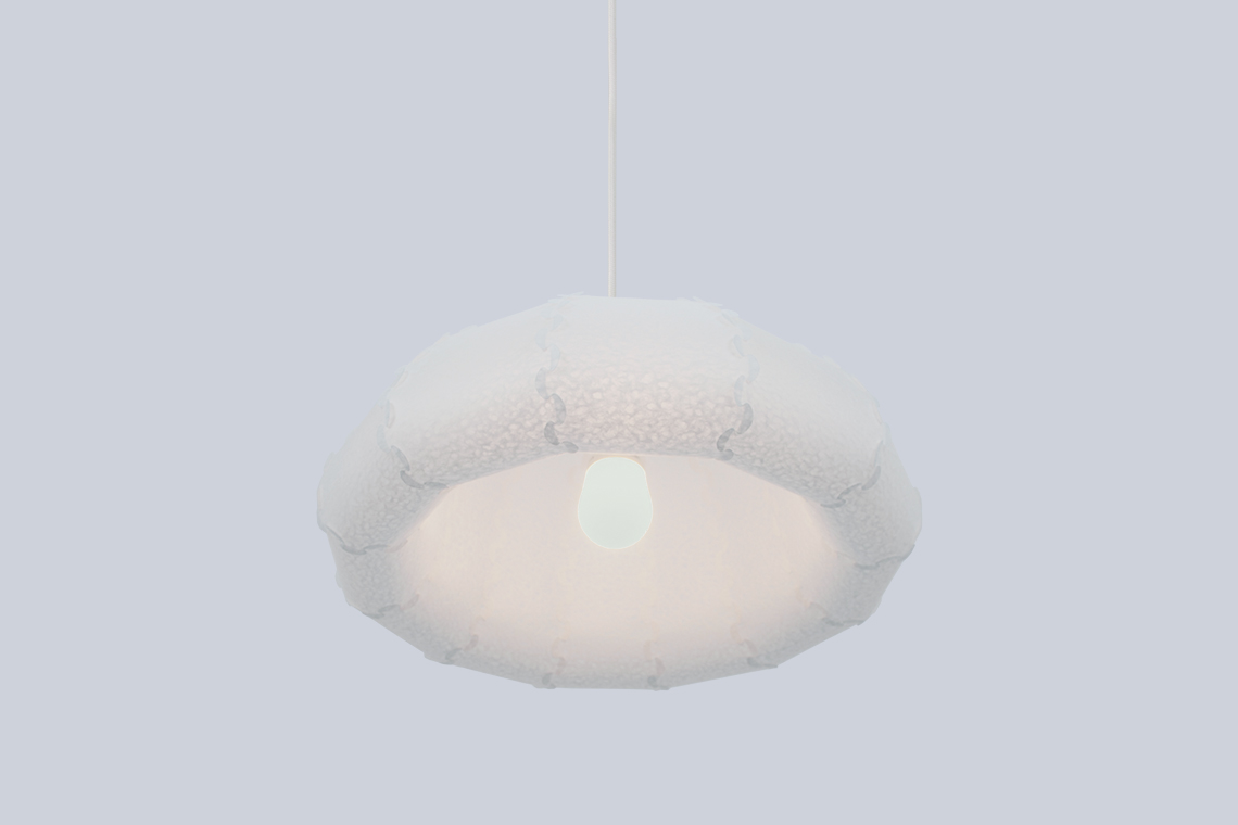 Puff Small bell shaped ceiling lamp is a sculptural voluminous lamp shade designed and made by 24d-studio